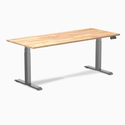 Desky Dual Rubberwood Sit Stand Desk - Natural Timber / 72 x 30 inches / Space Grey