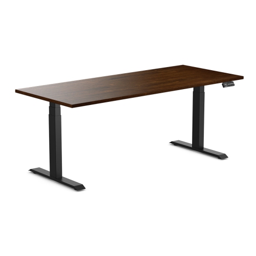 Desky Dual Rubberwood Sit Stand Desk - Dark Walnut / 72 x 30 inches / Matte Black