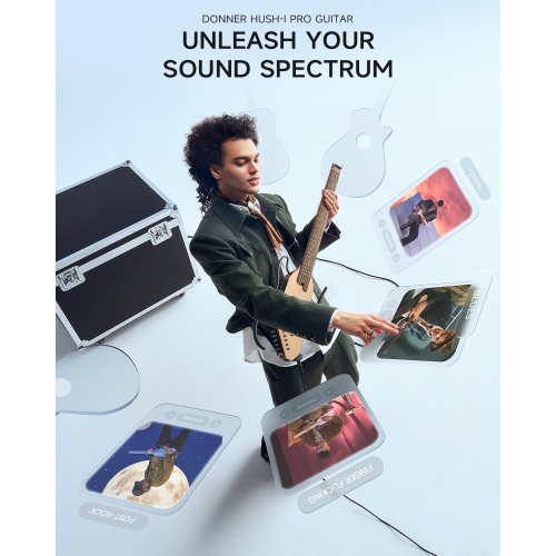 Donner HUSH-I PRO Acoustic-Electric Travel Guitar Kit with Inserted Sound Effects Natural