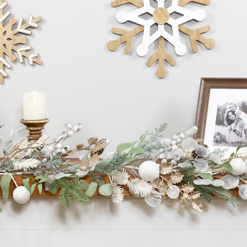 Mixed Winter Foliage Artificial Christmas Garland- 6' x 8" - Unlit