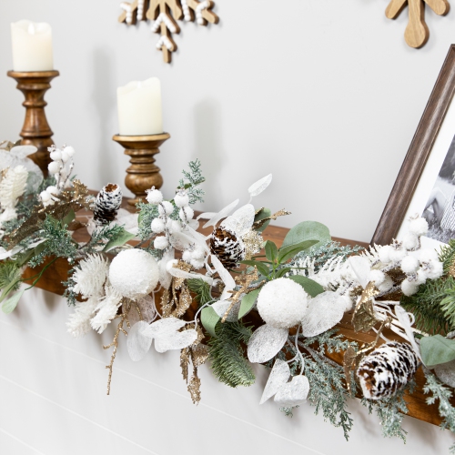 Mixed Winter Foliage Artificial Christmas Garland- 6' x 8" - Unlit