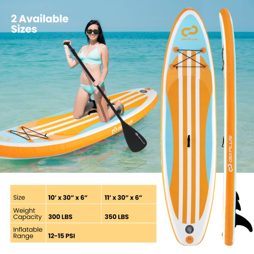 Goplus Large Inflatable SUP Board, Portable Paddle Board with 5D rings Stand Up Paddle Board for Youth & Adult