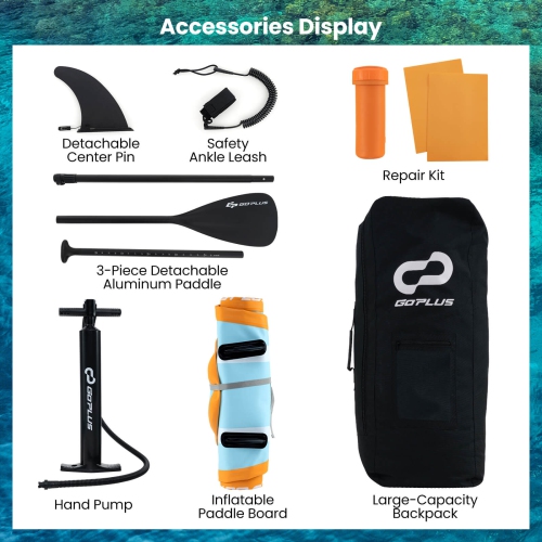 Goplus Large Inflatable SUP Board, Portable Paddle Board with 5D rings Stand Up Paddle Board for Youth & Adult