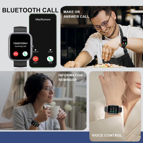 Smart Watch for Women Men, Bluetooth Call, 1.91" HD Touch Screen Fitness Watch with Heart Rate/Sleep/SpO2 Monitor, 100+ Sports Modes, IP68 Waterproof