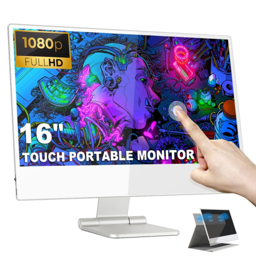 TUTT 16” Portable Touchscreen Monitor FHD IPS | Stand & Case | Built-in Speaker | Premium Aluminum Alloy | Technical Support Line