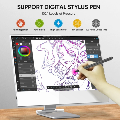 TUTT 16” Portable Touchscreen Monitor FHD IPS | Stand & Case | Built-in Speaker | Aluminum Frame