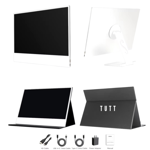 TUTT 16” Portable Touchscreen Monitor FHD IPS | Stand & Case | Built-in Speaker | Aluminum Frame
