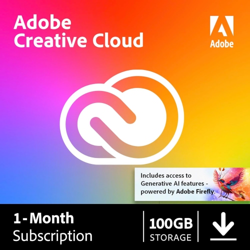 Adobe Creative Cloud | plus de 20 applications créatives et stockage 100&nbsp;Go | Abonnement de 1 mois | PC/Mac | Adobe Redeem Code