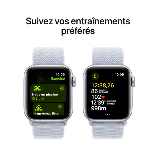 Apple Watch SE (GPS + Cellular) 40mm Silver Aluminum Case with Blue Cloud Sport Loop