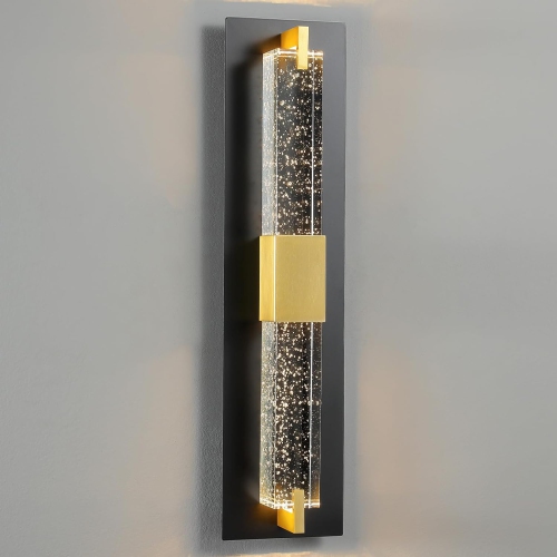 LED Wall Sconce Light: 19 Inch Black & Gold Modern Sconces Wall Lighting 3000K Dimmable Crystal Wall Lamps Indoor Bathroom Sconce Wall Mount Light