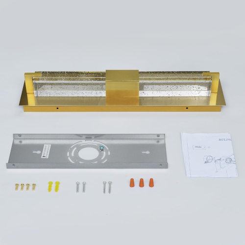 LED Wall Sconce Light: 19 Inch Gold Modern Sconces Wall Lighting 3000K Dimmable Crystal Wall Lamps Indoor Bathroom Sconce Wall Mount Light Fixtures