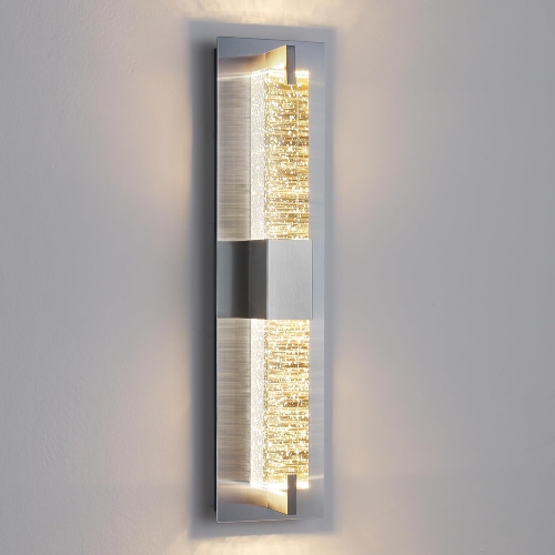 LED Wall Sconce Light: 19 Inch Nickel Modern Sconces Wall Lighting 3000K Dimmable Crystal Wall Lamps Indoor Bathroom Sconce Wall Mount Light Fixtures