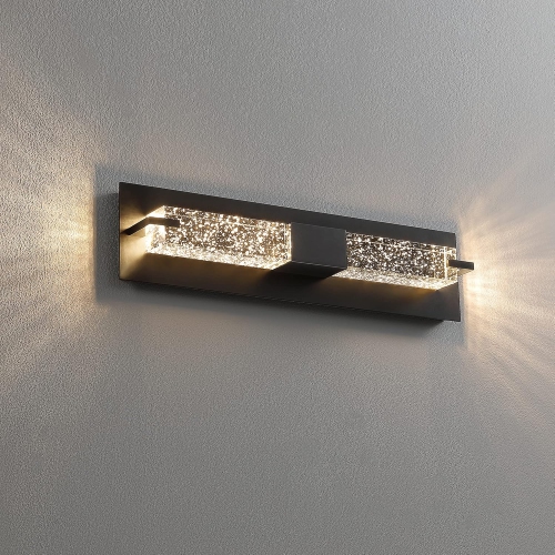 LED Wall Sconce Light: 19 Inch Black Modern Sconces Wall Lighting 3000K Dimmable Crystal Wall Lamps Indoor Bathroom Sconce Wall Mount Light Fixtures