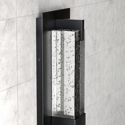 LED Wall Sconce Light: 19 Inch Black Modern Sconces Wall Lighting 3000K Dimmable Crystal Wall Lamps Indoor Bathroom Sconce Wall Mount Light Fixtures