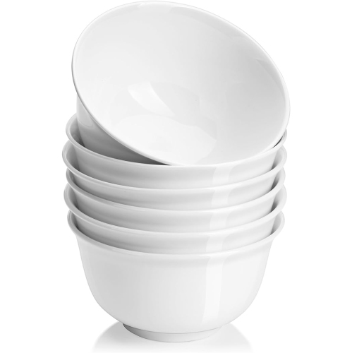 DOWAN  30 OZ Ceramic Soup Bowls & Cereal Bowls - 6.5-Inch Admiralty Bowls Set Of 6 In White