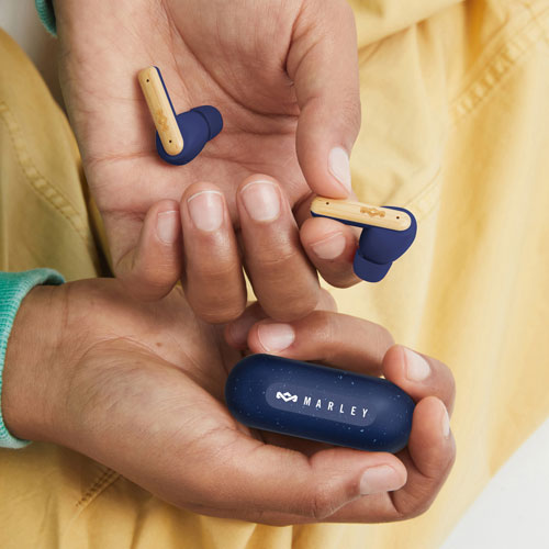 Écouteurs boutons 100 % sans fil à isolation sonore Little Bird de House Of Marley - Bleu