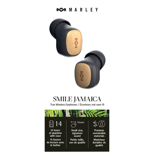 Écouteurs boutons 100 % sans fil à isolation sonore Smile Jamaica de House Of Marley - Noir