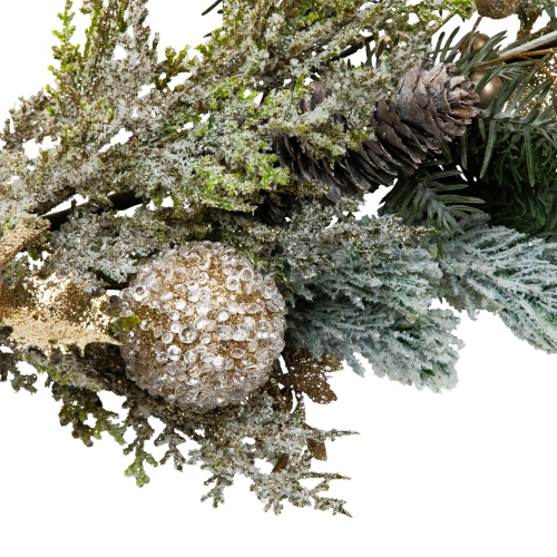 Glittered Mixed Foliage with Ornaments Artificial Christmas Garland - 6' x 7" - Unlit