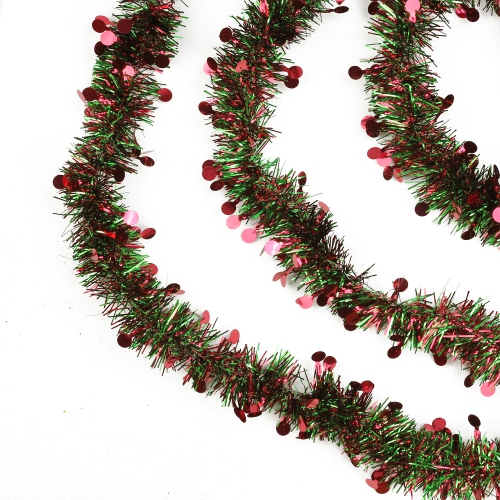 Polka Dot Commercial Length Christmas Tinsel Garland - 50' x 2.5" - Red and Green - Unlit