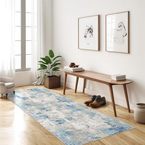 NIERBO  2' X 6' Laundry Room Rug Runner, Hallway Runner Rugs, Kitchen Runner Rug, Washable Runner Rug, Modern Abstract Soft Carpet Runner for Bathroom