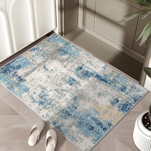 Modern Abstract Area Rug 2' x 3' Area Rug Entryway Rugs Soft Washable Rug Non-Slip Contemporary Bathroom Doormat Indoor Carpet for Living Room Kitche