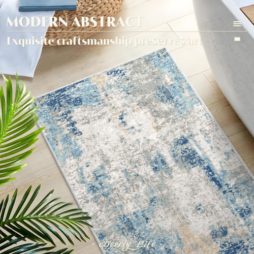 Modern Abstract Area Rug 2' x 3' Area Rug Entryway Rugs Soft Washable Rug Non-Slip Contemporary Bathroom Doormat Indoor Carpet for Living Room