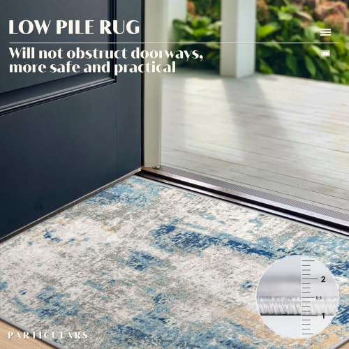 Modern Abstract Area Rug 2' x 3' Area Rug Entryway Rugs Soft Washable Rug Non-Slip Contemporary Bathroom Doormat Indoor Carpet for Living Room