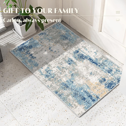 Modern Abstract Area Rug 2' x 3' Area Rug Entryway Rugs Soft Washable Rug Non-Slip Contemporary Bathroom Doormat Indoor Carpet for Living Room