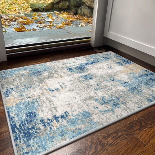Modern Abstract Area Rug 2' x 3' Area Rug Entryway Rugs Soft Washable Rug Non-Slip Contemporary Bathroom Doormat Indoor Carpet for Living Room