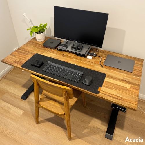 Desky Dual Softwood Sit-Stand Desk - 72" Acacia Top Dual Motor Height Range up to 49.2" Space Grey Frame