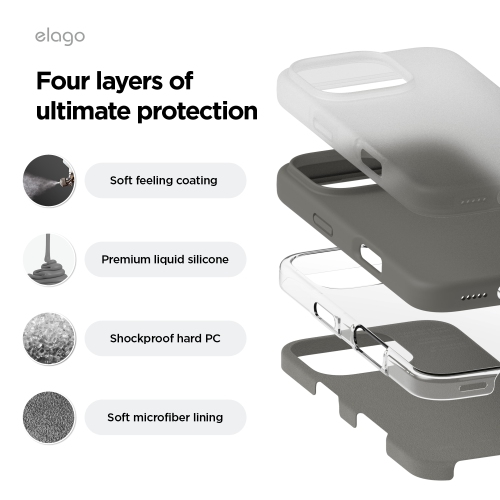elago Compatible with iPhone 16 Pro Case, Premium Liquid Silicone Case, Full Body Protective Cover, Shockproof, Anti-Scratch Soft Microfiber Lining,