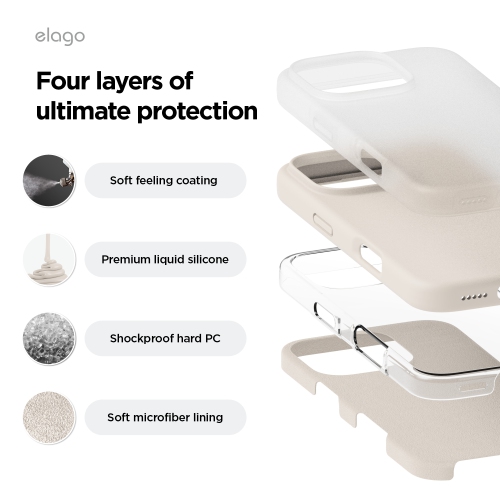 elago Compatible with iPhone 16 Pro Case, Premium Liquid Silicone Case, Full Body Protective Cover, Shockproof, Anti-Scratch Soft Microfiber Lining,