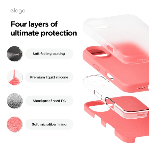 elago Compatible with iPhone 16 Case, Premium Liquid Silicone Case, Full Body Protective Cover, Shockproof, Anti-Scratch Soft Microfiber Lining, 6.1