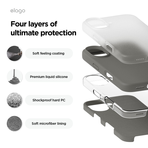elago Compatible with iPhone 16 Case, Premium Liquid Silicone Case, Full Body Protective Cover, Shockproof, Anti-Scratch Soft Microfiber Lining, 6.1