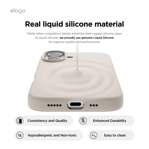 Elago compatible avec l’étui iPhone 16, étui en silicone liquide de qualité supérieure, couverture de protection complète du corps, antichoc,