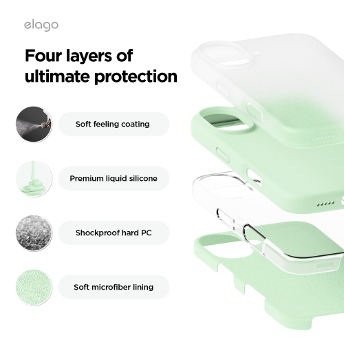 elago Compatible with iPhone 16 Case, Premium Liquid Silicone Case, Full Body Protective Cover, Shockproof, Anti-Scratch Soft Microfiber Lining, 6.1