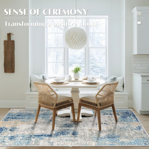 4' x 6' Washable Bedroom Rug Indoor Non-Slip, Modern Abstract Area Rug, Washable Bathroom Carpet for Front Door Entrance Kitchen Laundry Room Bath