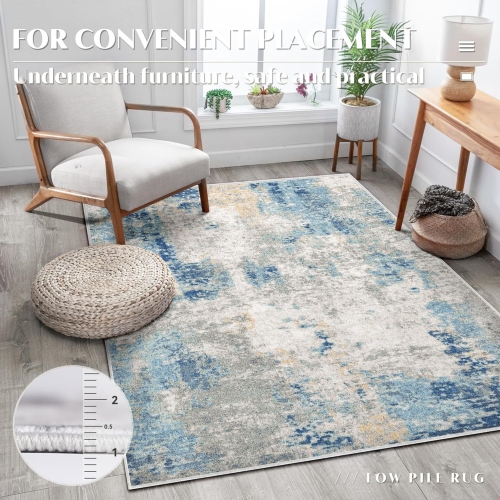 3' x 5' Washable Bedroom Rug Indoor Non-Slip, Modern Abstract Area Rug, Washable Bathroom Carpet for Front Door Entrance Kitchen Laundry Room Bath