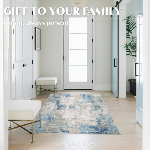 3' x 5' Washable Bedroom Rug Indoor Non-Slip, Modern Abstract Area Rug, Washable Bathroom Carpet for Front Door Entrance Kitchen Laundry Room Bath