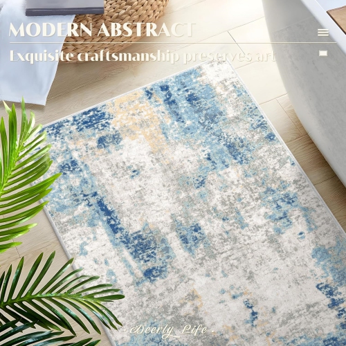 3' x 5' Washable Bedroom Rug Indoor Non-Slip, Modern Abstract Area Rug, Washable Bathroom Carpet for Front Door Entrance Kitchen Laundry Room Bath