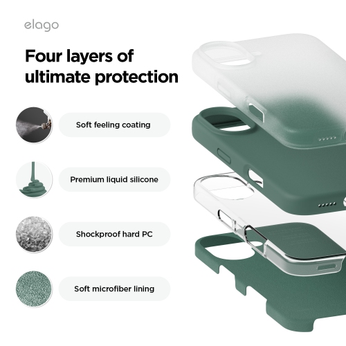 elago Compatible with iPhone 16 Case, Premium Liquid Silicone Case, Full Body Protective Cover, Shockproof, Anti-Scratch Soft Microfiber Lining, 6.1