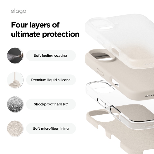 elago Compatible with iPhone 16 Plus Case, Premium Liquid Silicone Case, Full Body Protective Cover, Shockproof, Anti-Scratch Soft Microfiber Lining,