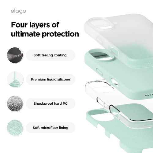 elago Compatible with iPhone 16 Plus Case, Premium Liquid Silicone Case, Full Body Protective Cover, Shockproof, Anti-Scratch Soft Microfiber Lining,
