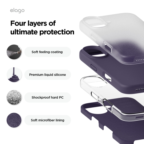elago Compatible with iPhone 16 Plus Case, Premium Liquid Silicone Case, Full Body Protective Cover, Shockproof, Anti-Scratch Soft Microfiber Lining,