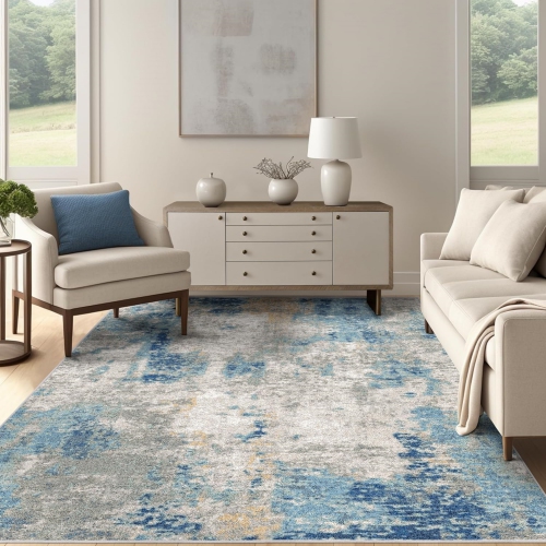 5' x 7' Washable Bedroom Rug Indoor Non-Slip, Modern Abstract Area Rug, Washable Bathroom Carpet for Front Door Entrance Kitchen Laundry Room Bath