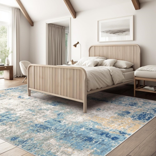 5' x 8' Washable Bedroom Rug Indoor Non-Slip, Modern Abstract Area Rug, Washable Bathroom Carpet for Front Door Entrance Kitchen Laundry Room Bath
