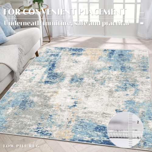 5' x 8' Washable Bedroom Rug Indoor Non-Slip, Modern Abstract Area Rug, Washable Bathroom Carpet for Front Door Entrance Kitchen Laundry Room Bath