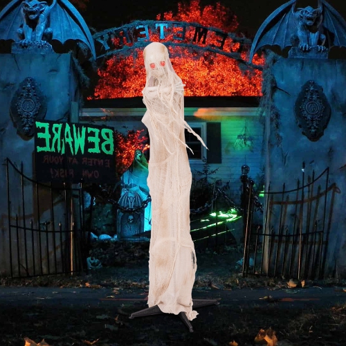 Costway 6FT Halloween anime la momie debout avec yeux lumineux à DEL rouge