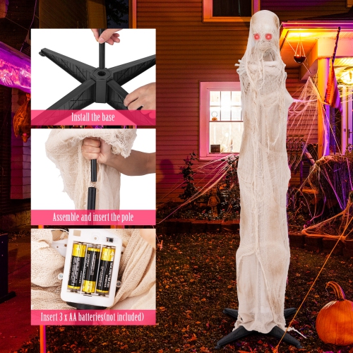 Costway 6FT Halloween anime la momie debout avec yeux lumineux à DEL rouge