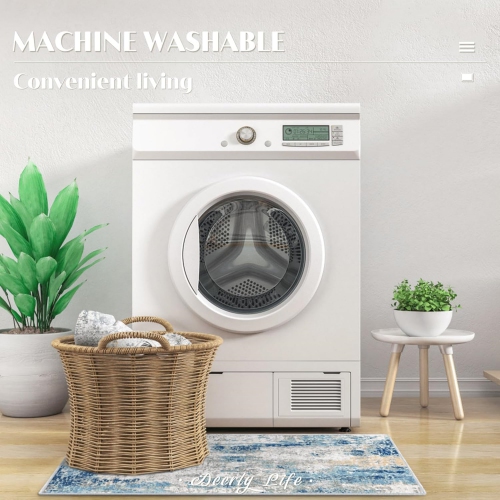 9' x 12' Washable Bedroom Rug Indoor Non-Slip, Modern Abstract Area Rug, Washable Bathroom Carpet for Front Door Entrance Kitchen Laundry Room Bath